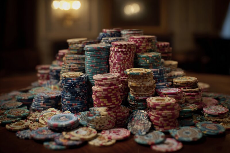 Fichas de cassino elegantes empilhadas