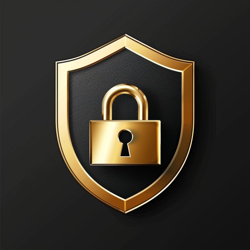 Conceito de seguranca digital com escudo e cadeados
